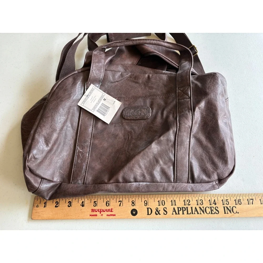 TR Bentley Vintage Brown Leather Duffel Bag Travel Weekender NWT